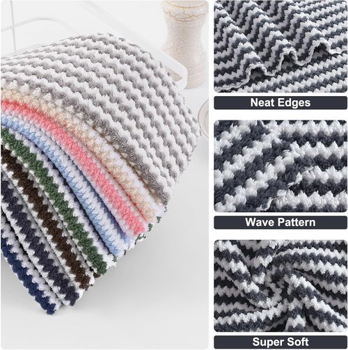 Homaxy Ultra Soft Microfiber Dish Towels - 12 Pack Reusable, Fast Drying, No-Lint Design | Dark Grey, 10 x 10 Inches