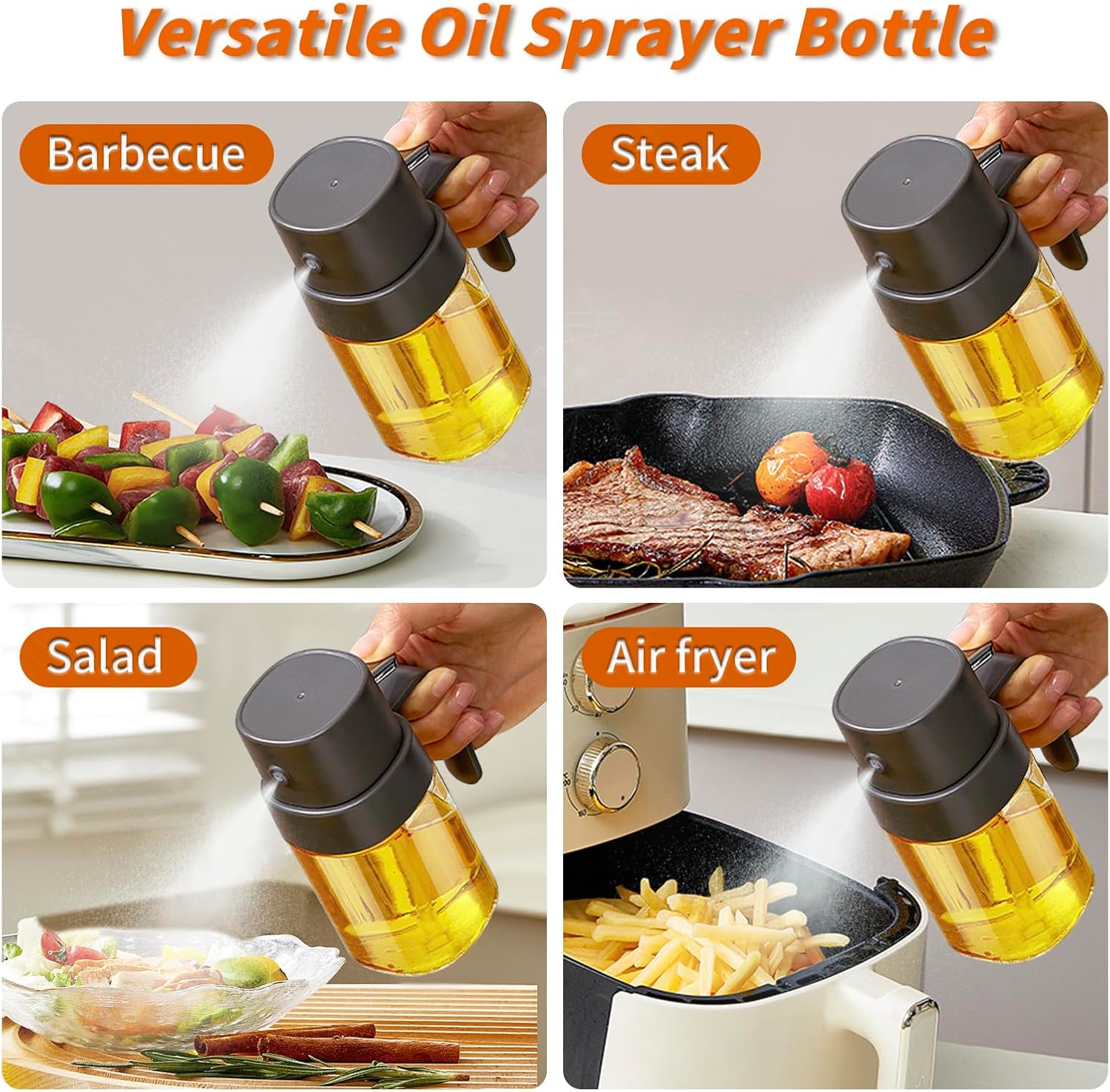 YARRAMATE Mini Oil Sprayer - 6.8 OZ Food-Grade Olive Oil Spray Bottle for Cooking | Portable Kitchen Mister (Gray)