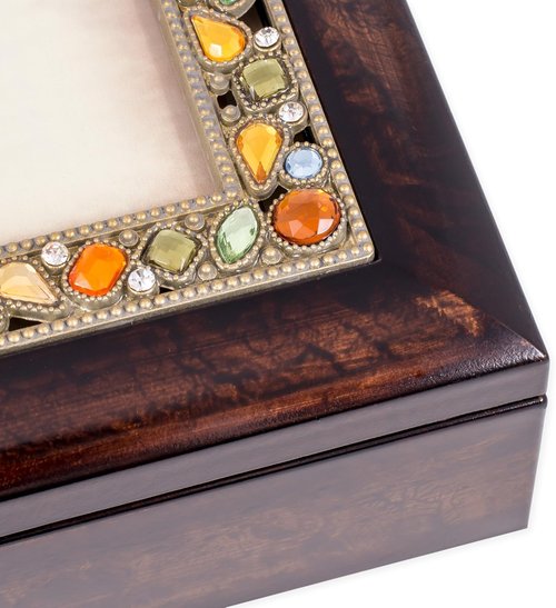 Cottage Garden Jeweled Music Box - Burlwood Finish, Plays "You Are My Sunshine" Tune