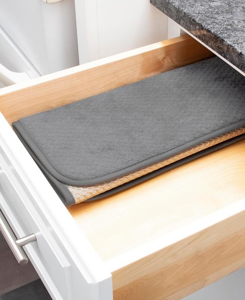 All-Clad Reversible Dish Drying Mat - Ultra-Absorbent, Oversized 16" x 28" for Large Pots & Pans | Pewter