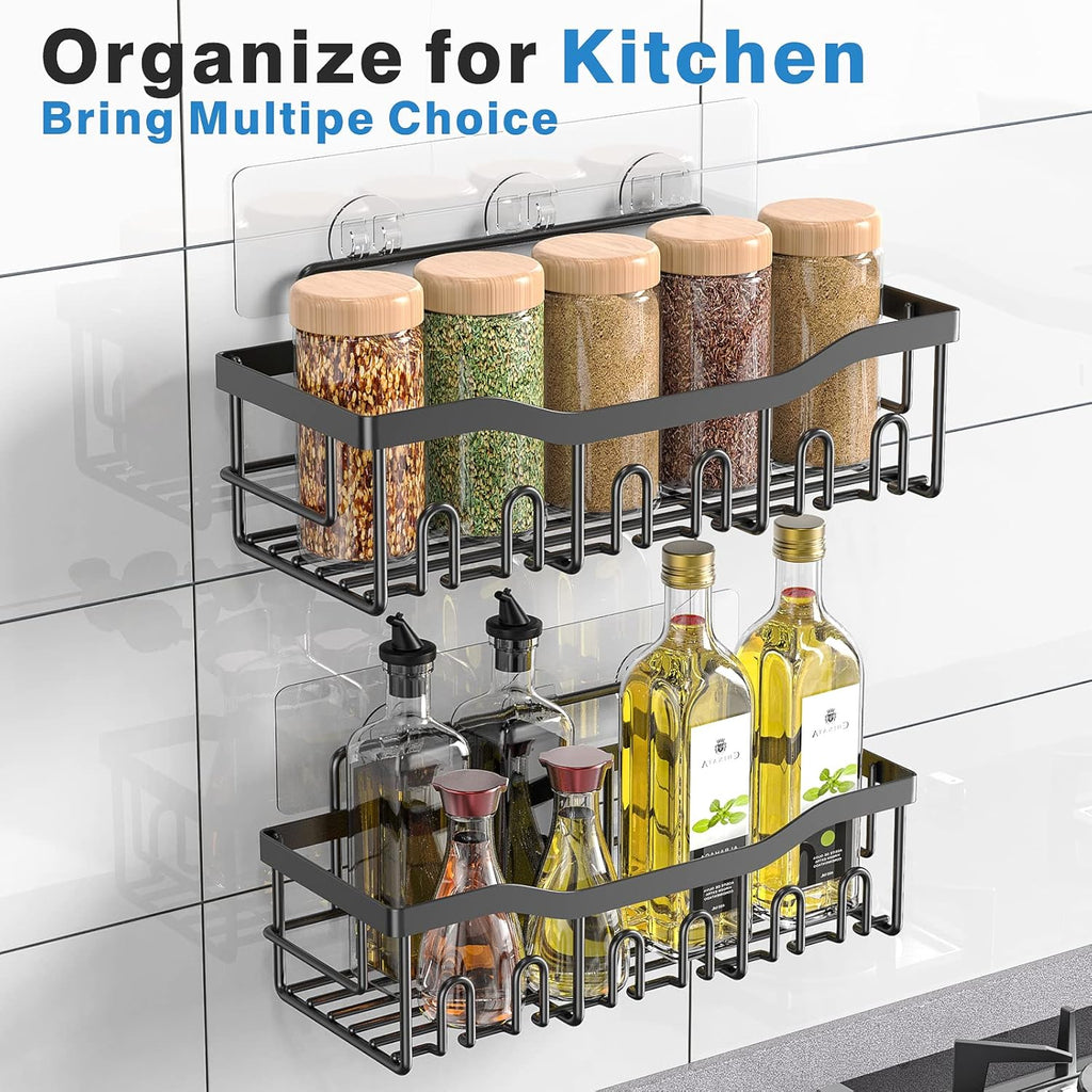 Skiennix Shower Caddy 2 Pack - Adhesive Bathroom Organizer with Large Capacity | Rustproof Stainless Steel