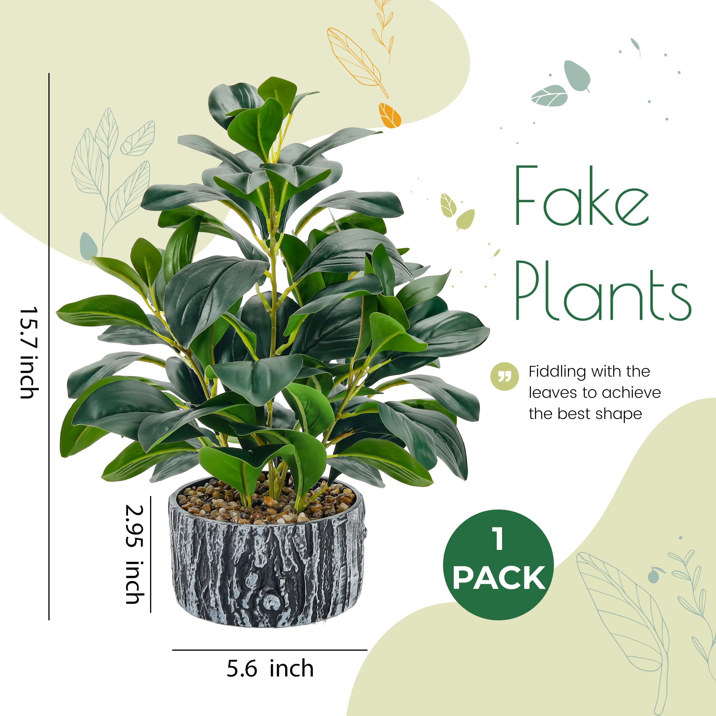 Der Rose Fake Plants Artificial Plants Indoor with Black and White Striped Pots for Room Home Bathroom Bedroom Kitchen Decor