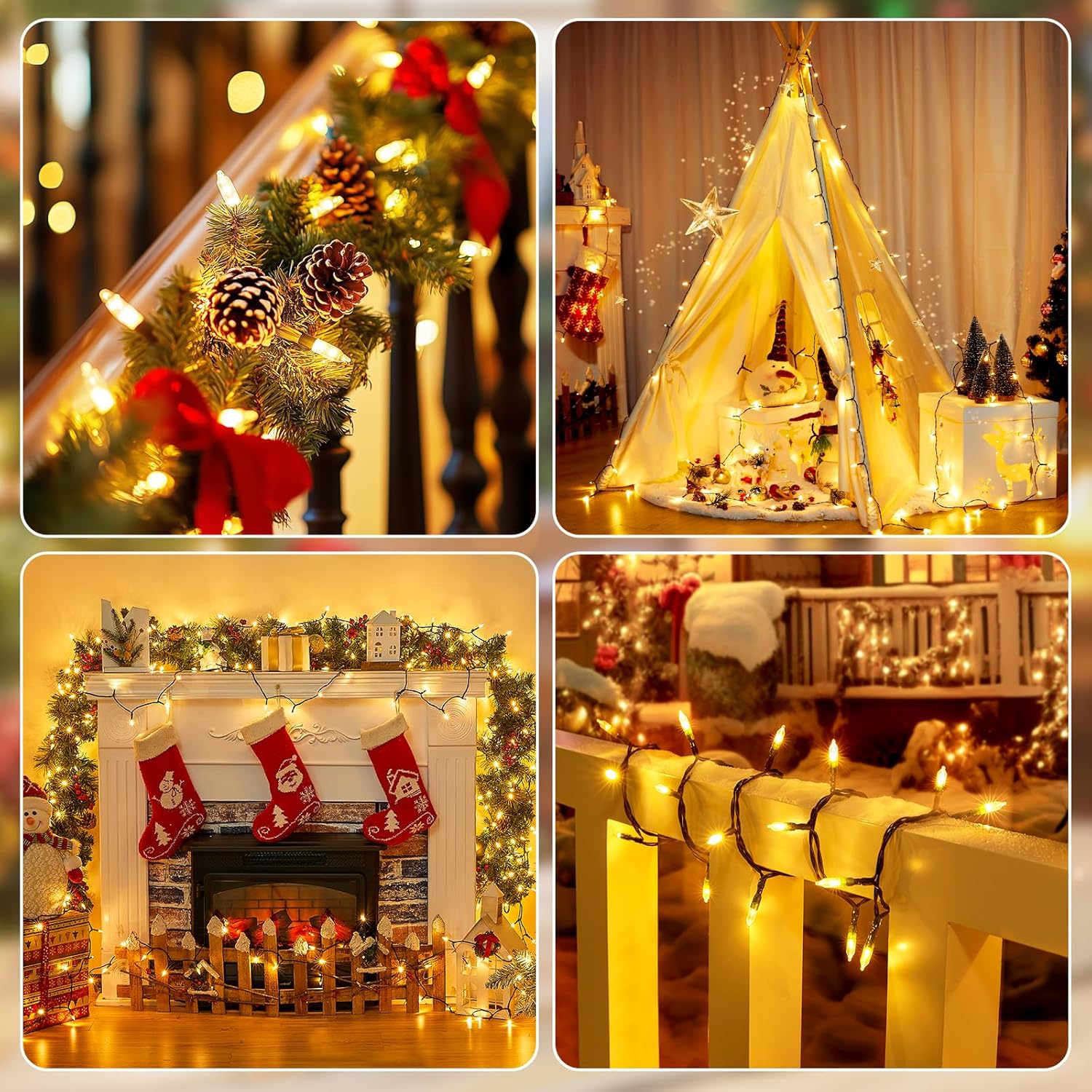 Minetom LED Christmas Lights - 39 FT 100 LED Warm White String Lights with Remote & USB Power