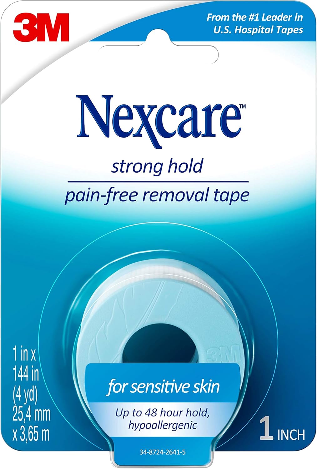 Nexcare Pain-Free Tape - Strong Adhesive for Sensitive Skin | Easy Tear, 1 Roll