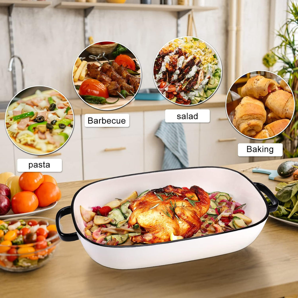 Regine Switzerland 6 Quart Rectangular Baking Dish - Durable Ceramic Casserole Pan | 16x11 Inches, White