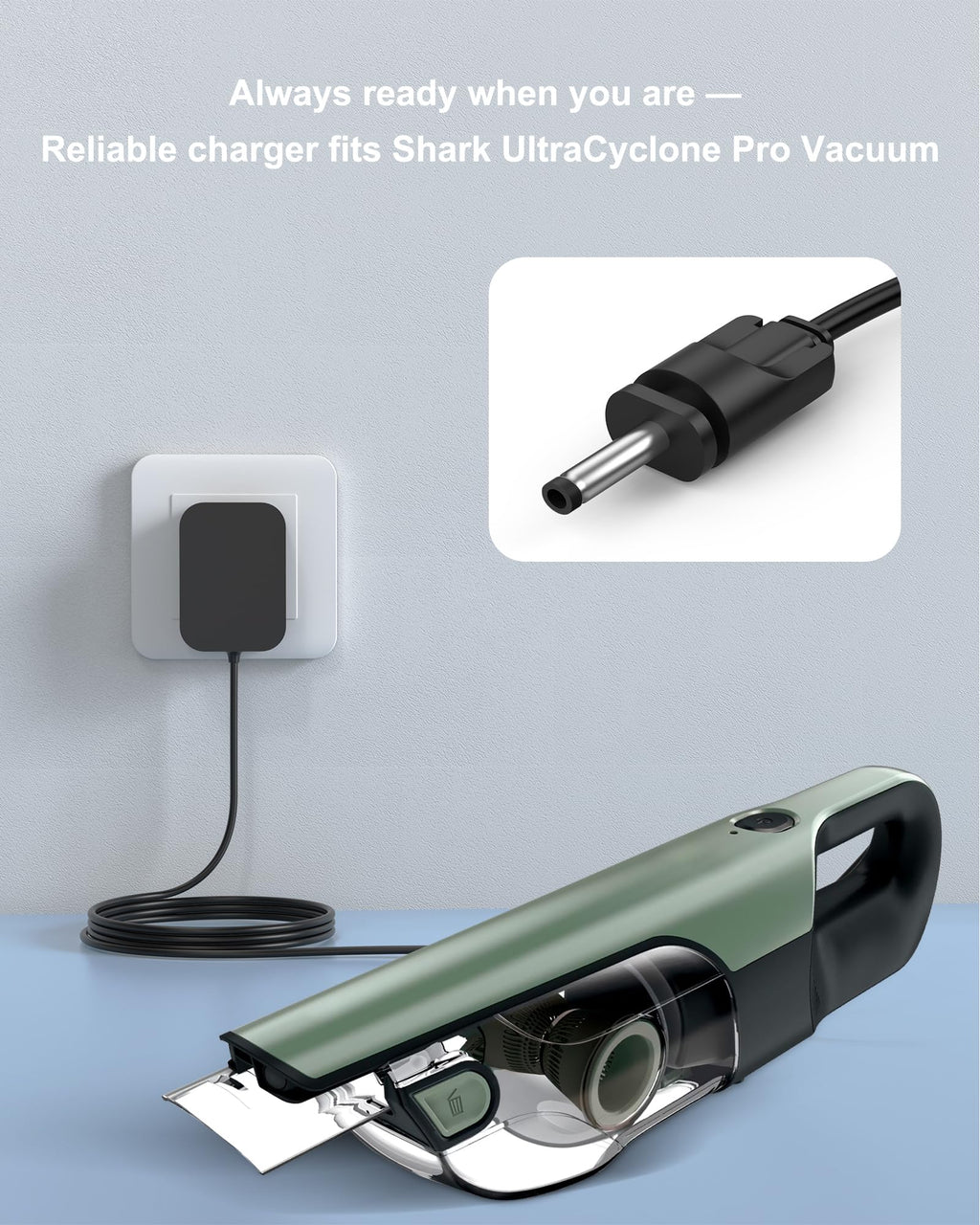 VHBW 9.6V 0.5A Charger Compatible with Shark CH901 Ultra Cyclone Pro Cordless Handheld Vacuum, Model XCHRGCH901 DK12-096045A-U ZD006C096050USE [Not for Shark CH950 13.3V]