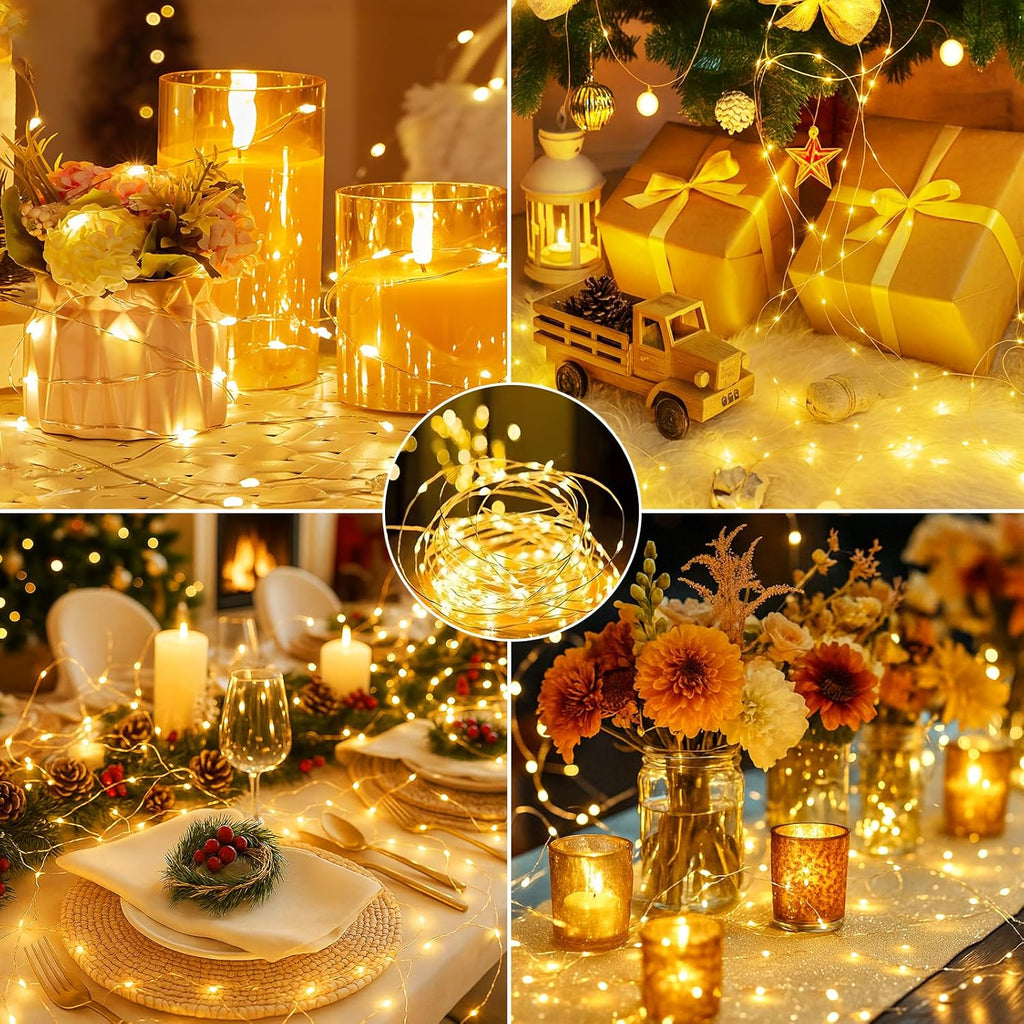 Skiennix 24 Pack Battery Operated Fairy Lights - 7ft Mini String Lights with Timer & 3 Modes | Warm White Twinkle Lights for Valentine's Day & Weddings