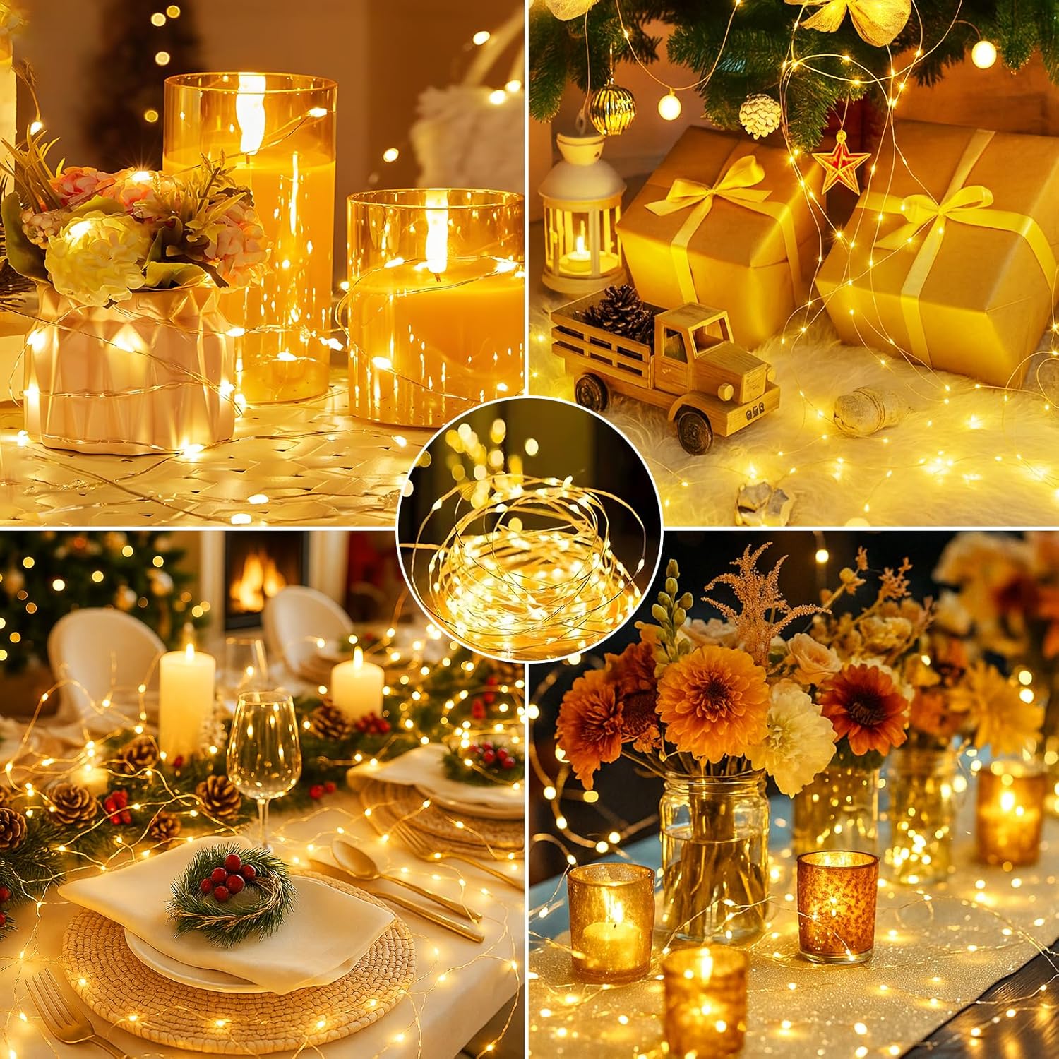 Skiennix 24 Pack Battery Operated Fairy Lights - 7ft Mini String Lights with Timer & 3 Modes | Warm White Twinkle Lights for Valentine's Day & Weddings