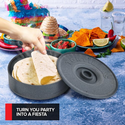 8.5" Large Tortilla Warmer, Dishwasher & Microwave Safe Tortilla Holder with Lid, BPA Free Plastic Tortilla Steamer for Taco Bar, Durable Tortilla Storage Container for Restaurants, Bars, & Parties