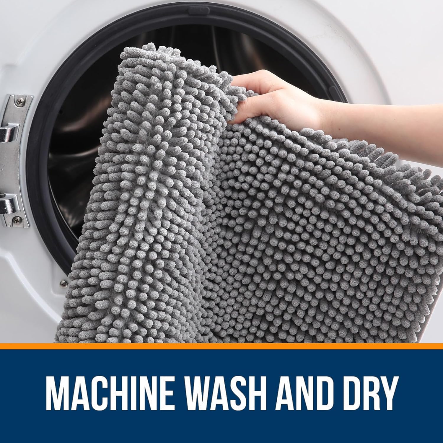OLANLY Bathroom Runner Rugs - Extra Soft Chenille Bath Mats | 70x24, Quick Dry & Machine Washable, Grey