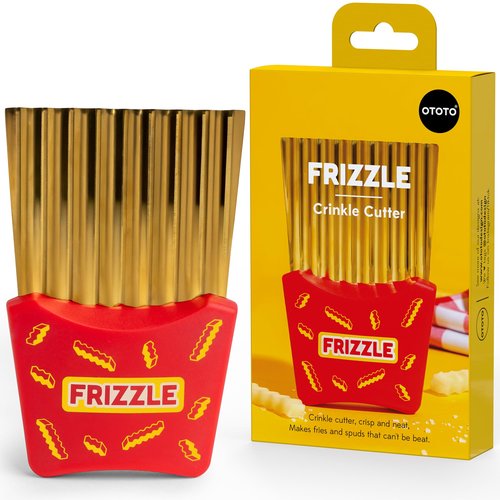 NEW - OTOTO Frizzle Crinkle Fry Cutter - Crinkle Cutter for Veggies, Waffles, Fries, Cool Kitchen Gadgets, Cute Kitchen Accessories, Funny, Unique Gifts, White Elephant Gifts, Quirky