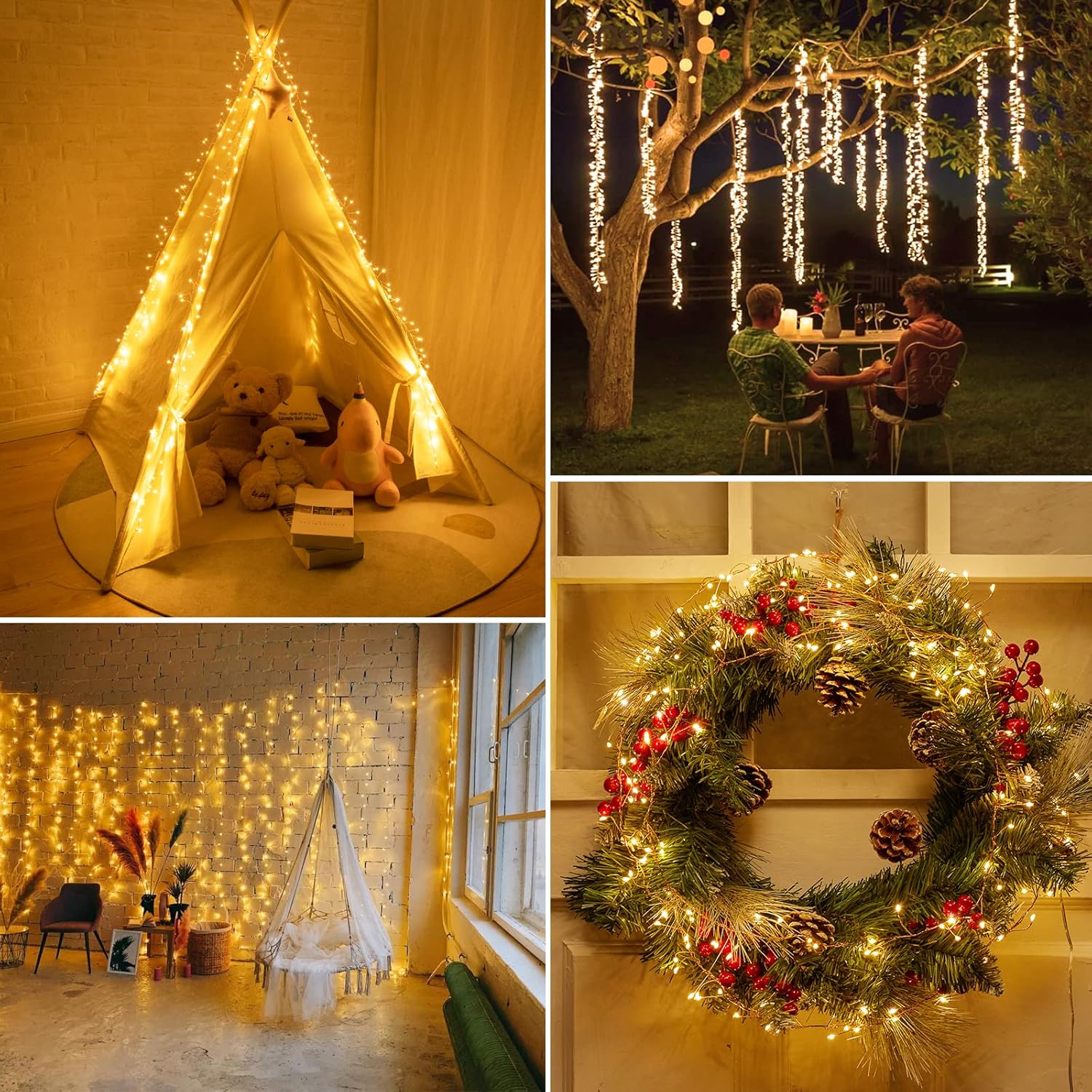 Skiennix 200 LED Fairy Lights - 10Ft Waterproof Copper Wire String Lights with 8 Modes | Warm White