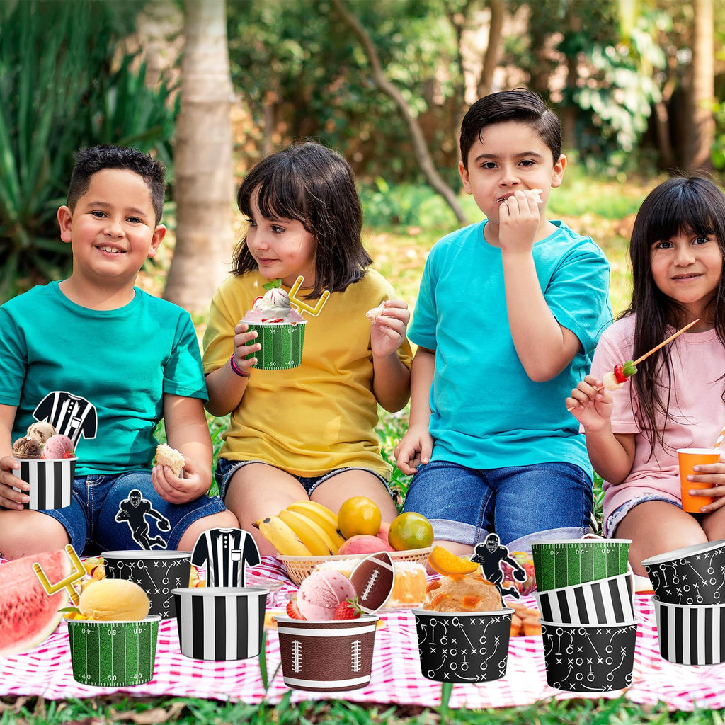 HAKOTI 48Pcs Football Party Supplies Kit - Football Ice Cream Bowls Party Snack Bowls Birthday Themed Decoration for Game Day Party,Sports Event