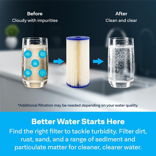 SpiroPure SP-R50-BB 10x4.5 50 Micron Pleated Polyester Sediment Water Filter Cartridge SPC-45-1050 R50-BB 155053-43 R50-BBSA (Case of 8)