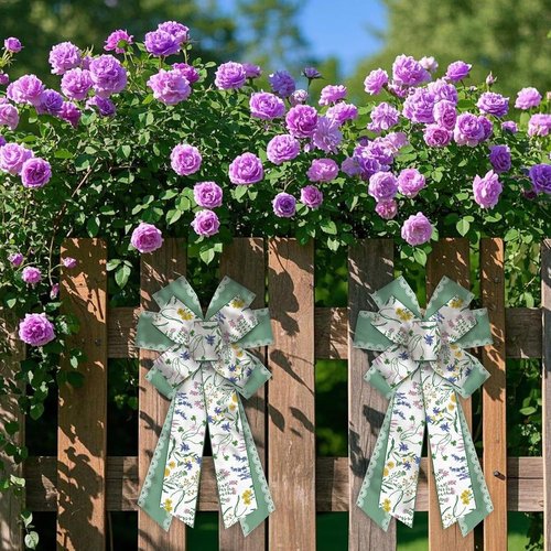 ABTOLS Large Floral Wreath Bows - Green Vintage Lace Bows for Front Door Decor | Spring Burlap Ornament