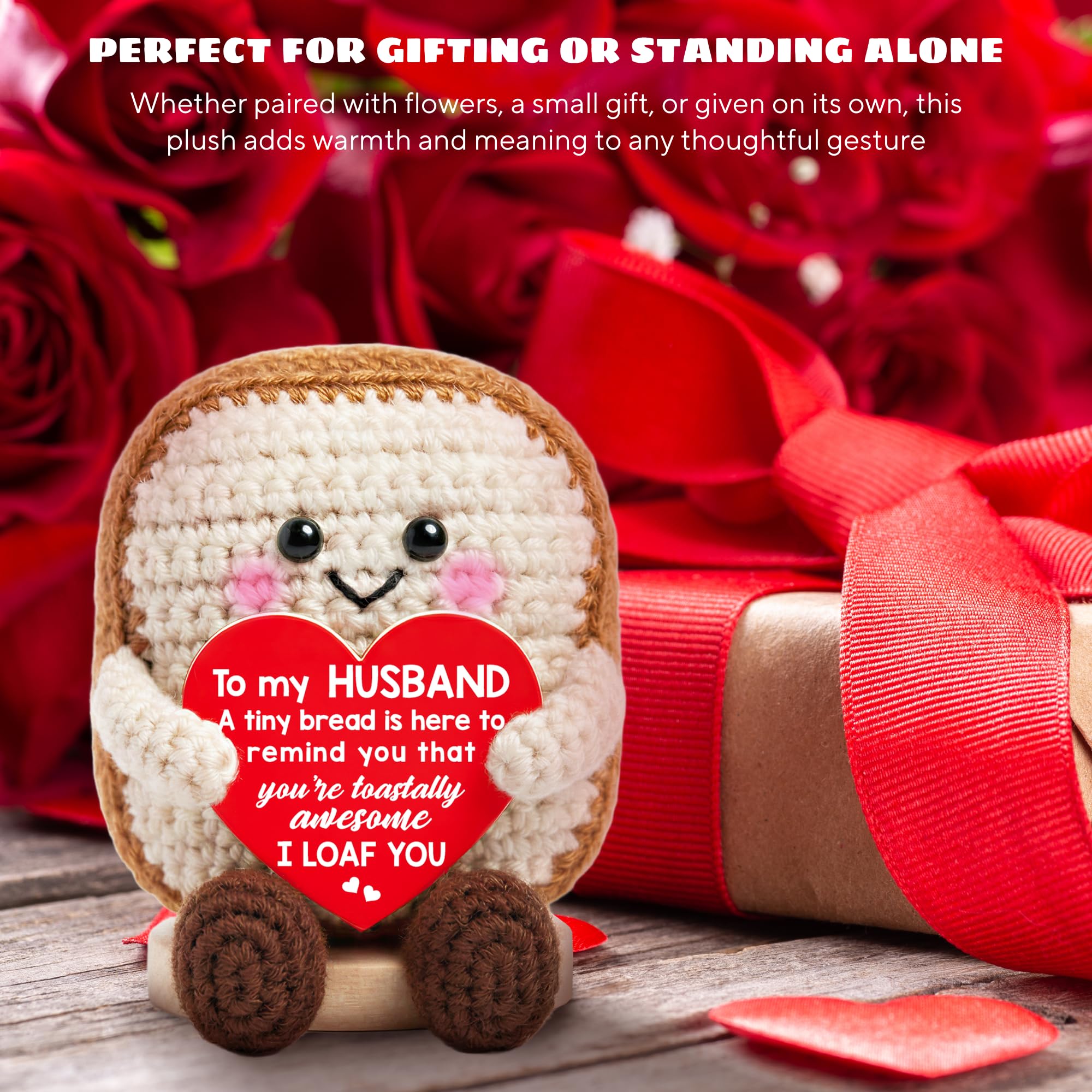 TEEBIM Gifts for Husband Fathers Day - Anniversary, Father's Day, Birthday Gifts for Husband from Wife - Fathers Crochet for Him - Inspirational Positive Support Toast Crochet Doll