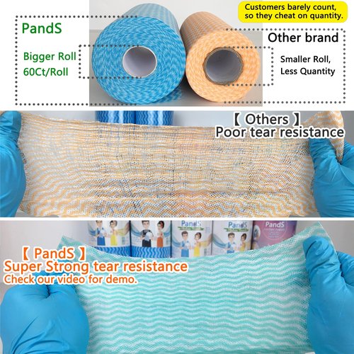 Reusable Paper Towels Washable, 60 Cts Disposable Kitchen Cloths for Cleaning Counters, Multi-Purpose, Pink Roll