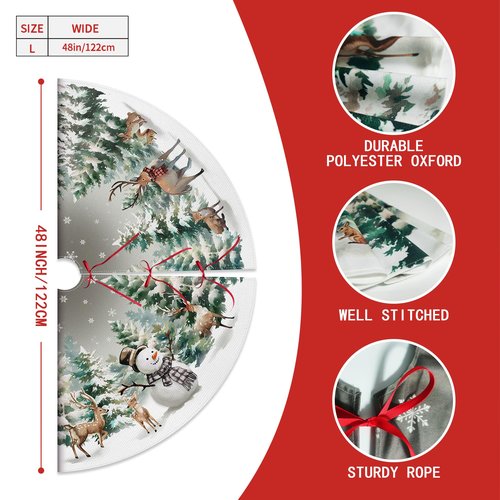 Christmas Tree Skirt 48 Inch, Christmas Tree Ornaments, Rustic Xmas Tree Snowman Skirts Mat for Home Decor Xmas Party Tree Holiday Decorations Indoor
