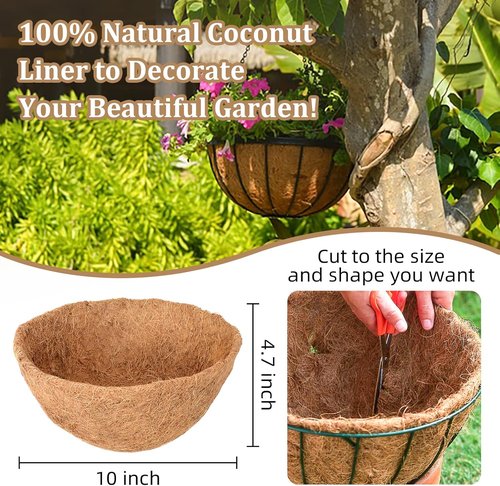 Legigo 10-Inch Coco Liners - 4 Pack Natural Coconut Fiber Replacement for Hanging Baskets