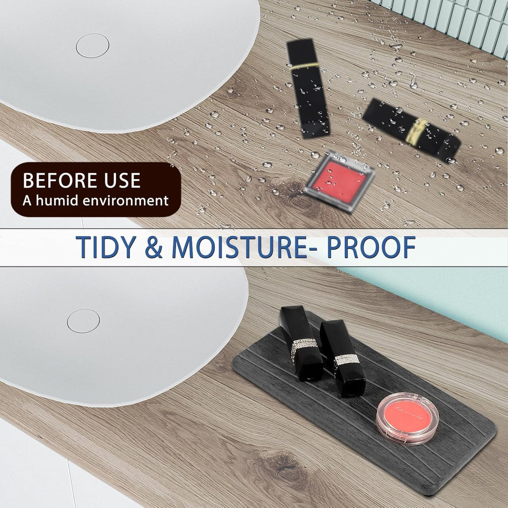 Skiennix Water Absorbing Stone Tray - Fast Drying Diatomite Coasters for Kitchen & Bathroom | 3PCS Set
