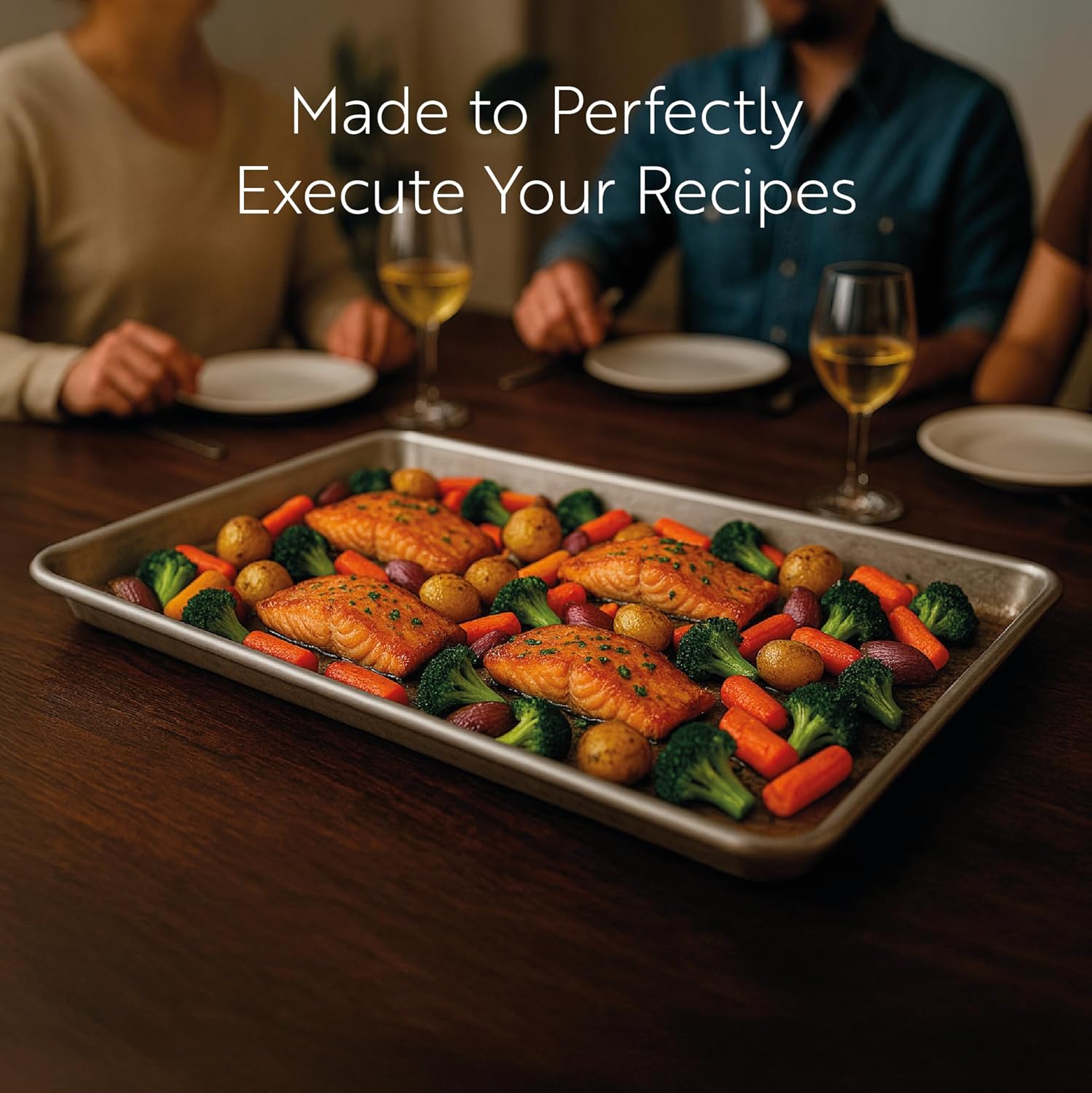Restaurantware Met Lux Heavy-Duty 26 x 18 Inch Aluminum Baking Pan - Rimmed Edges, Dishwasher Safe, Endures Up to 392°F