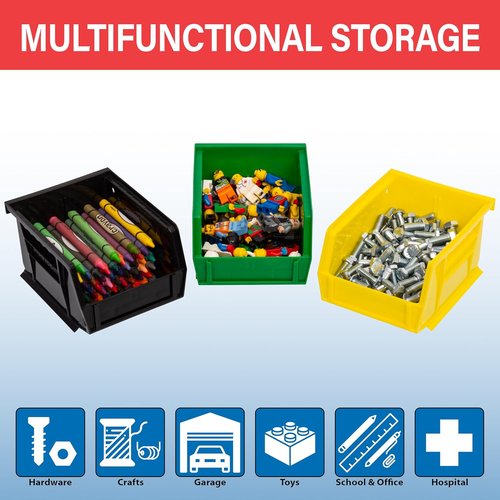 Akro-Mils Plastic Storage Bins - Space-Saving Stackable Organizers for Garage & Pantry | 5" x 4" x 3", Red, 6-Pack