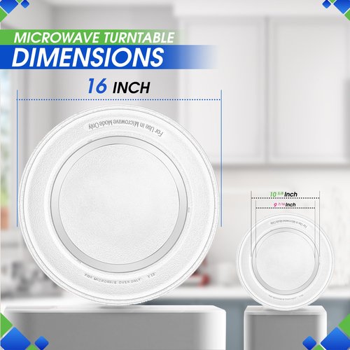 Microwave Plate Replacement 16 inch Fits WB49X10166 GE Microwave Turntable Plate - Exactly Replaces Rotating Replacement Microwave Glass Plate - Oven Dish Tray For Better Reheating and Cooking