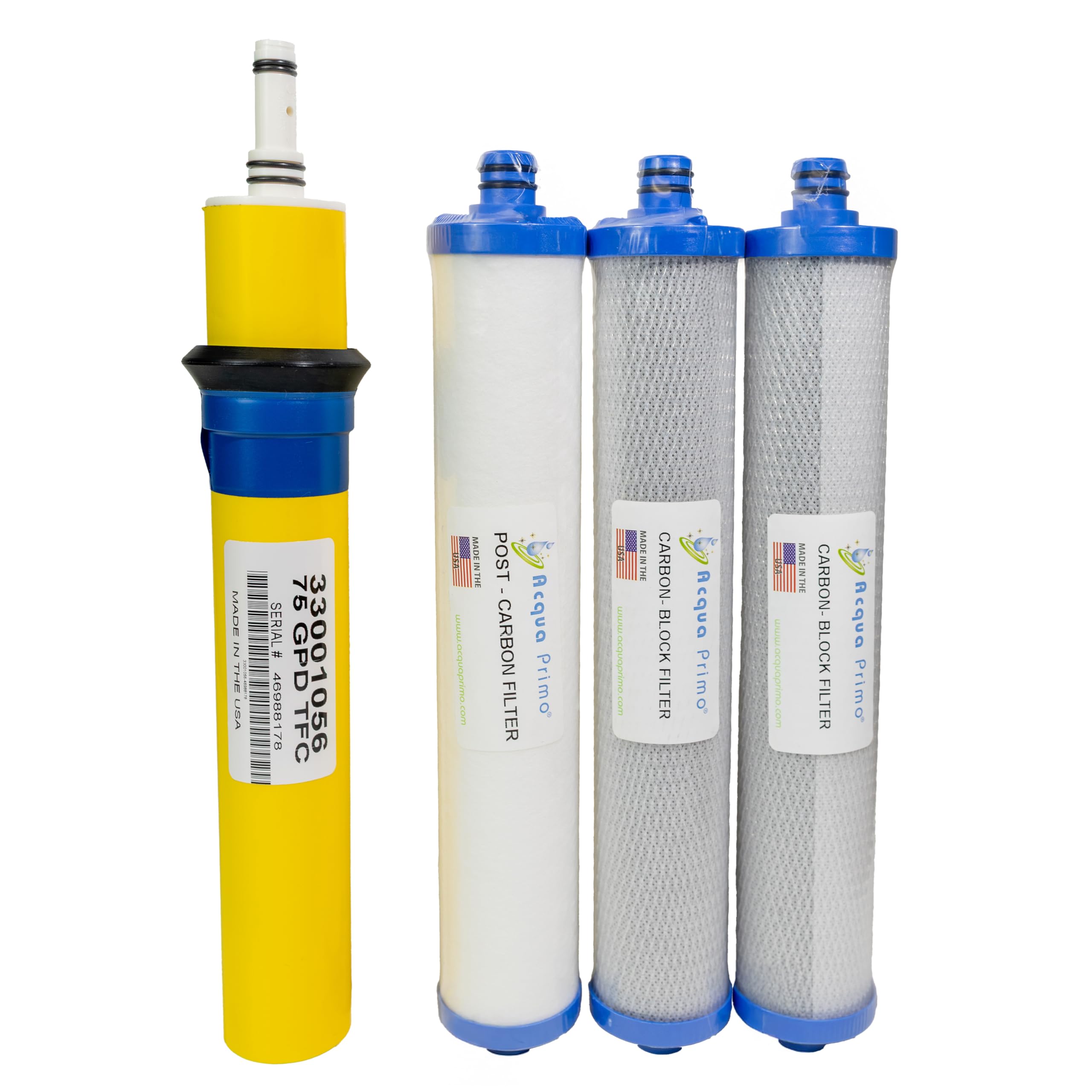 Hydrotech Compatible 33001056 RO Membrane & Filter Set – 75 GPD – NSF Certified Materials – Carbon Pre & Post Filters – Made in USA Membrane – AP