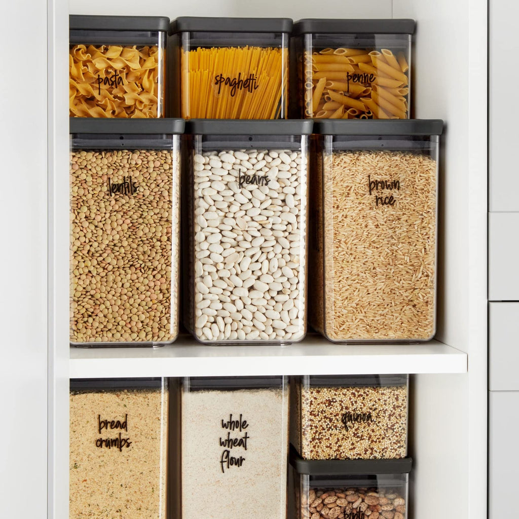 Talented Kitchen Pantry Labels for Containers - 375 PC Clear Vinyl Black Script - Peel & Stick Food Container Labels & Kitchen Pantry Organization Stickers