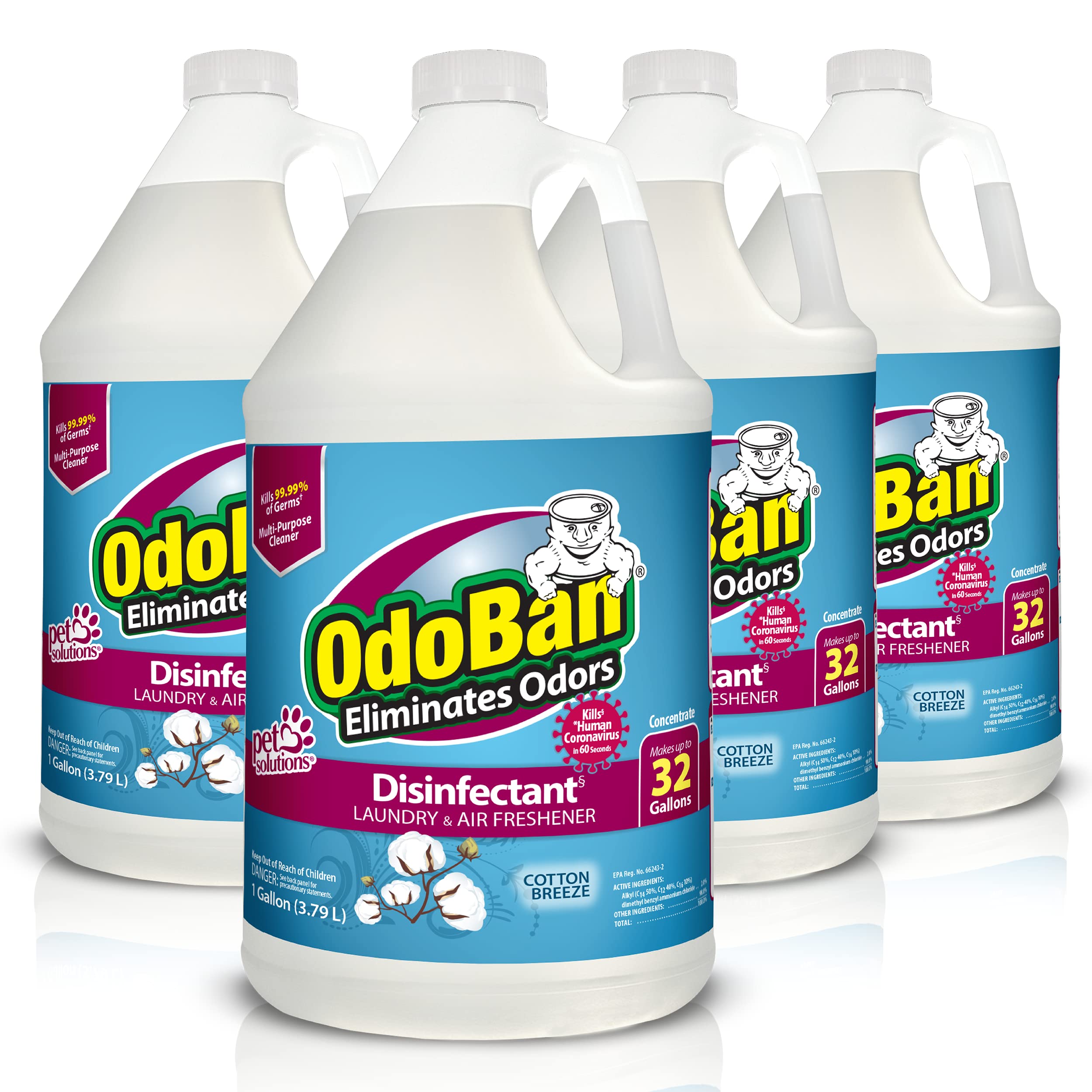 OdoBan Disinfectant Concentrate and Odor Eliminator, Made in the USA, Cotton Breeze Scent, 4 Gallons
