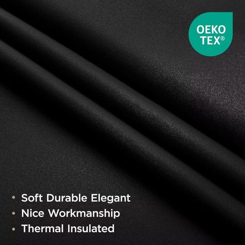 Joydeco Blackout Curtains - 84 Inch Long Black Drapes | Noise Reducing, Energy Saving & Wrinkle-Free, 2 Panels