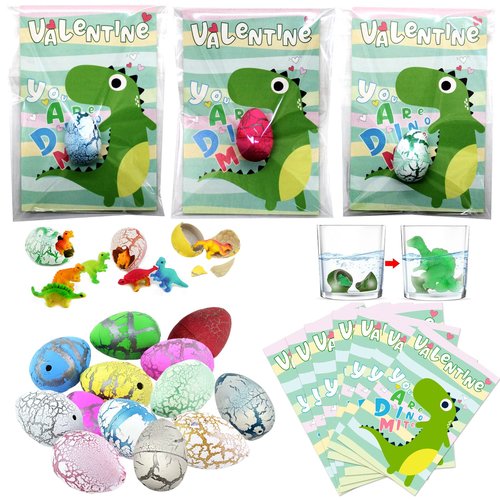 Lionoble Valentines Day Gifts for Kids, 30 Pack Valentines Cards with Dinosaur Egg Hatching Bulk, Funny Dino Eggs Valentine Exchange Cards for Girls Boys Class School Classroom Party Favors