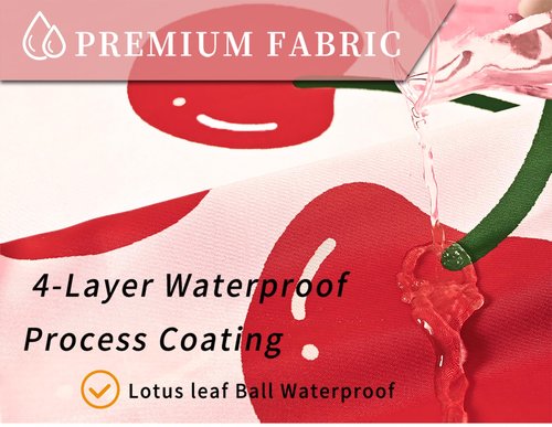Anybar Fabric Shower Curtain Cute Floral Cherry Curtains Waterproof Soft Polyester Bathroom Curtain- Decorative Washable Privacy Cloth Shower Curtain for Bathroom Hotel (72x72inch) Pink