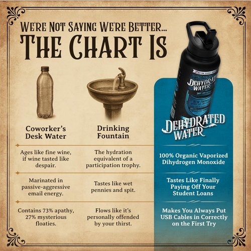 Dehydrated Water Bottle: 32oz of Glorious Existential Dread. Perfect Gag Gift for Seances, Funerals, and the Apocalypse (Or Christmas/Secret Santas if You’re Into That Kind of Thing)