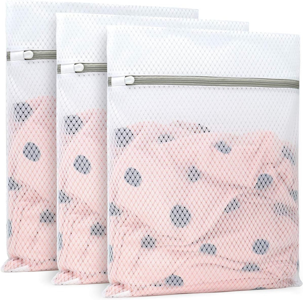 Muchfun Diamond Mesh Laundry Bags - 3 Durable Bags for Delicates | 12 x 16 Inches (Medium)
