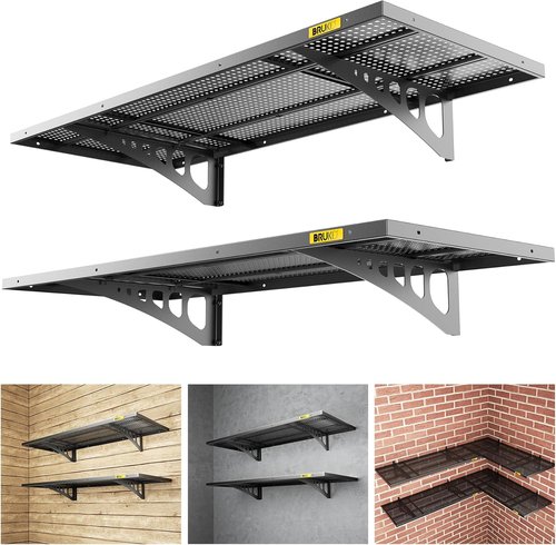 Heavy-Duty Garage Wall Shelving by 2Pack - Adjustable Metal Storage Shelf | 1.64x4ft, Black