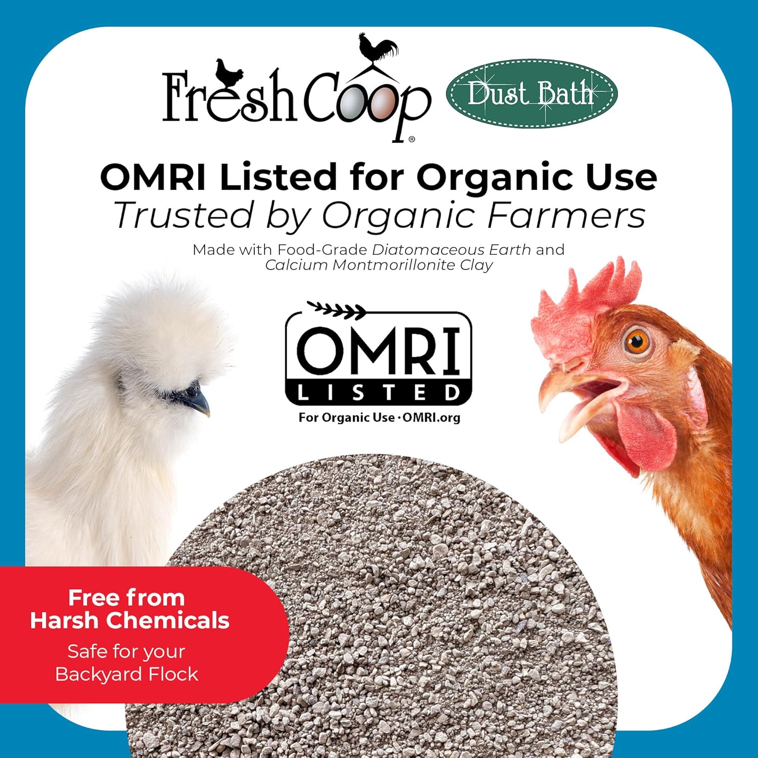 Progressive Planet Fresh Coop Dust Bath - 20lbs Food-Grade Diatomaceous Earth & Calcium Clay for Healthy Feathers