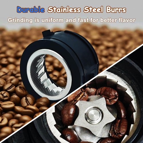 KITfanz Electric Conical Burr Coffee Bean Grinder with 25 Precise Settings, Touchscreen Adjustable Electric Burr Mill with LED Screen, Organ-Style Powder Blower (Anti-static)