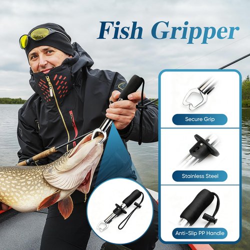 Fishing Advent Calendar 2025 for Men, 24 Days Christmas Countdown Fishing Lure Advent Calendars with Rod Holder, Landing Net, Fish Gripper, Hook, Bait - Christmas Gifts for Father, Husband, Boyfriend