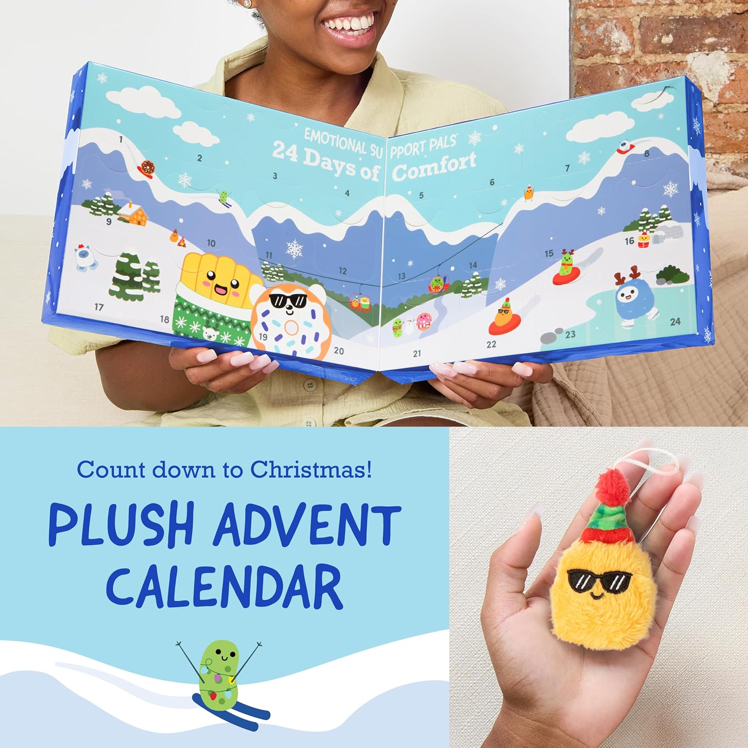 Relatable Emotional Support Advent Calendar - 24 Mini Plush Toys & Ornaments | Perfect Stocking Stuffer for All Ages
