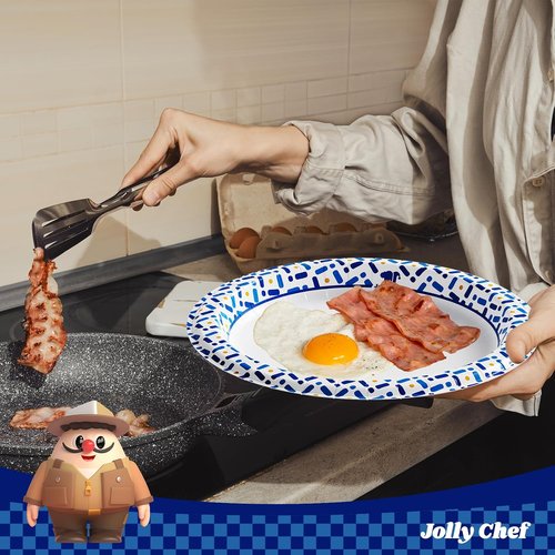 JOLLY CHEF 10-Inch Heavy Duty Paper Plates - 140 Count, Soak-Proof & Cut-Proof for Parties & Picnics