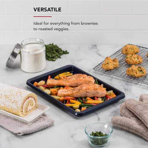 KitchenAid Nonstick Aluminized Steel Baking Sheet - 9x13in, Ink Blue Finish for Perfect Baking