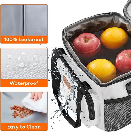 Lifewit Insulated Lunch Bag - Soft Cooler Tote for Adults | 12-Can Capacity in Silver Gray (9L)