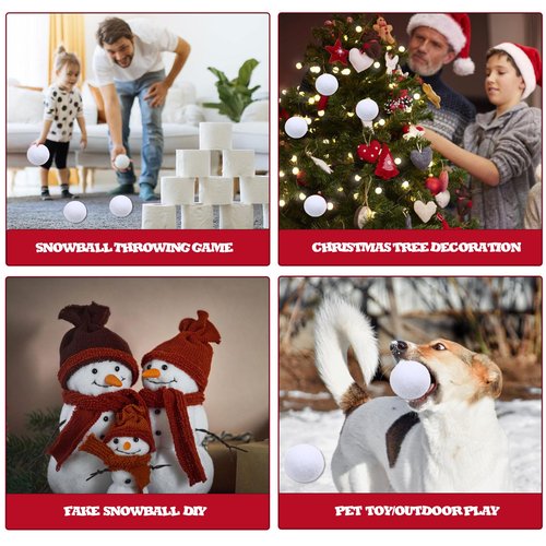 Fake Snowballs 50 Pcs,Snowballs for Kids Indoor,Snow Fight Balls,Soft Artificial Outdoor Snow Balls,Parent Child Throwing Game Christmas Decor Party Supplies,with 50pcs Christmas Stickers