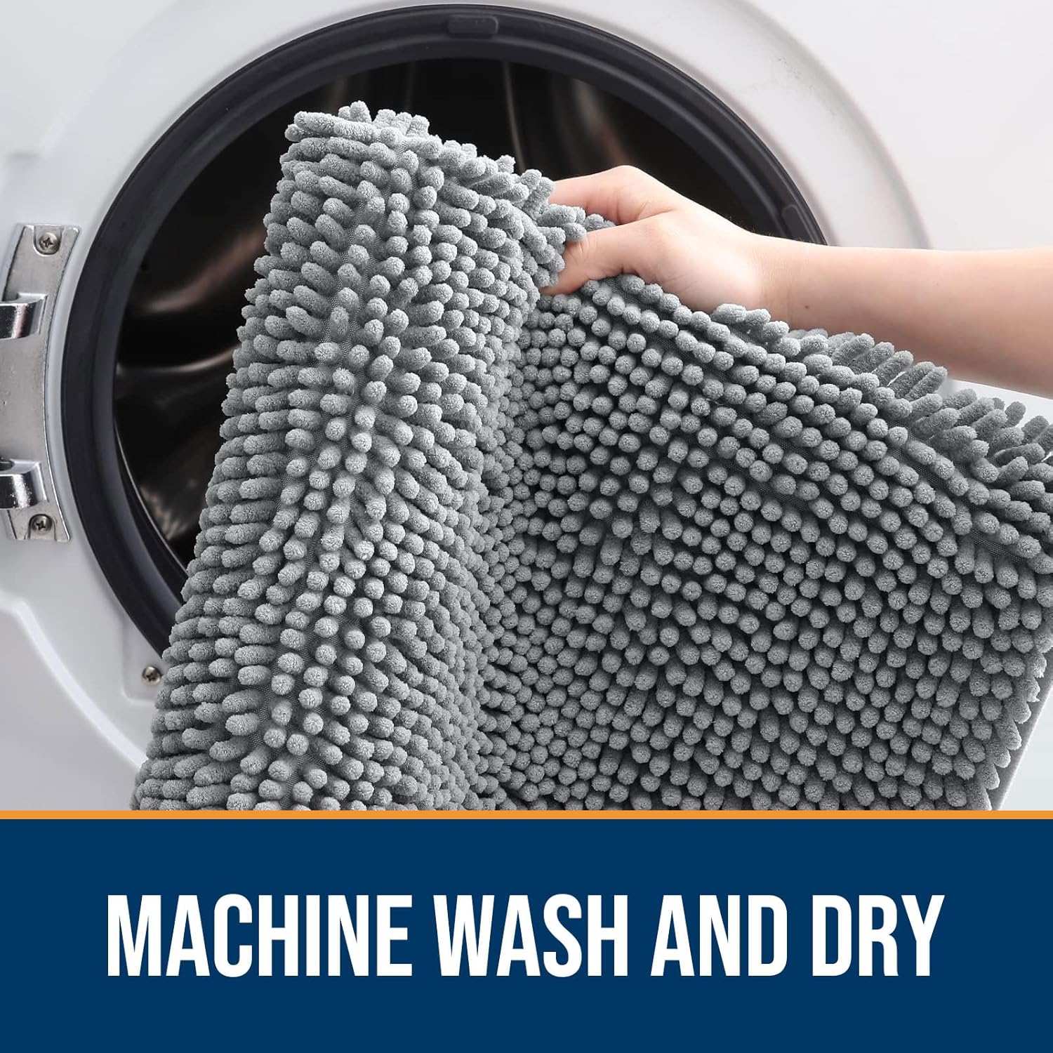 OLANLY Dog Door Mat - Absorbent Non-Slip Washable Chenille Mat for Muddy Paws | 54x32 Grey