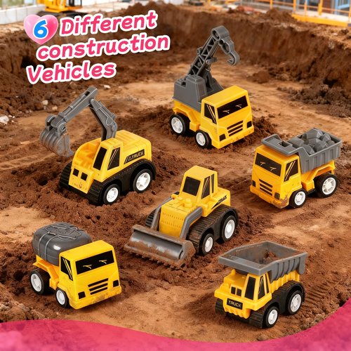 Tymokcall 24 Pcs Valentine’s Day Mini Construction Vehicles Bulk with Cards for Baby Toddlers Kids Pull Back Engineering Truck Party Favors School Gifts Exchange Classroom Prizes for Boys and Girls
