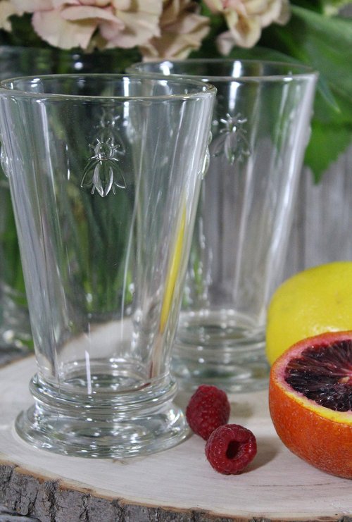 La Rochere Napoleon Bee Old Fashioned Tumbler Set of 6 – La Rochere Bee Glassware Sets – Fancy Glassware Drinking Glasses (11.5 oz)