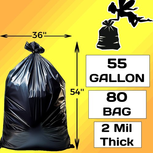 80 Count | Contractor Garbage Bags | 55 Gallon Contractor Bags Heavy Duty | 2 Mil | Heavy Duty Contractor Bags | Contractor Trash Bags | Heavy Duty Trash Bags