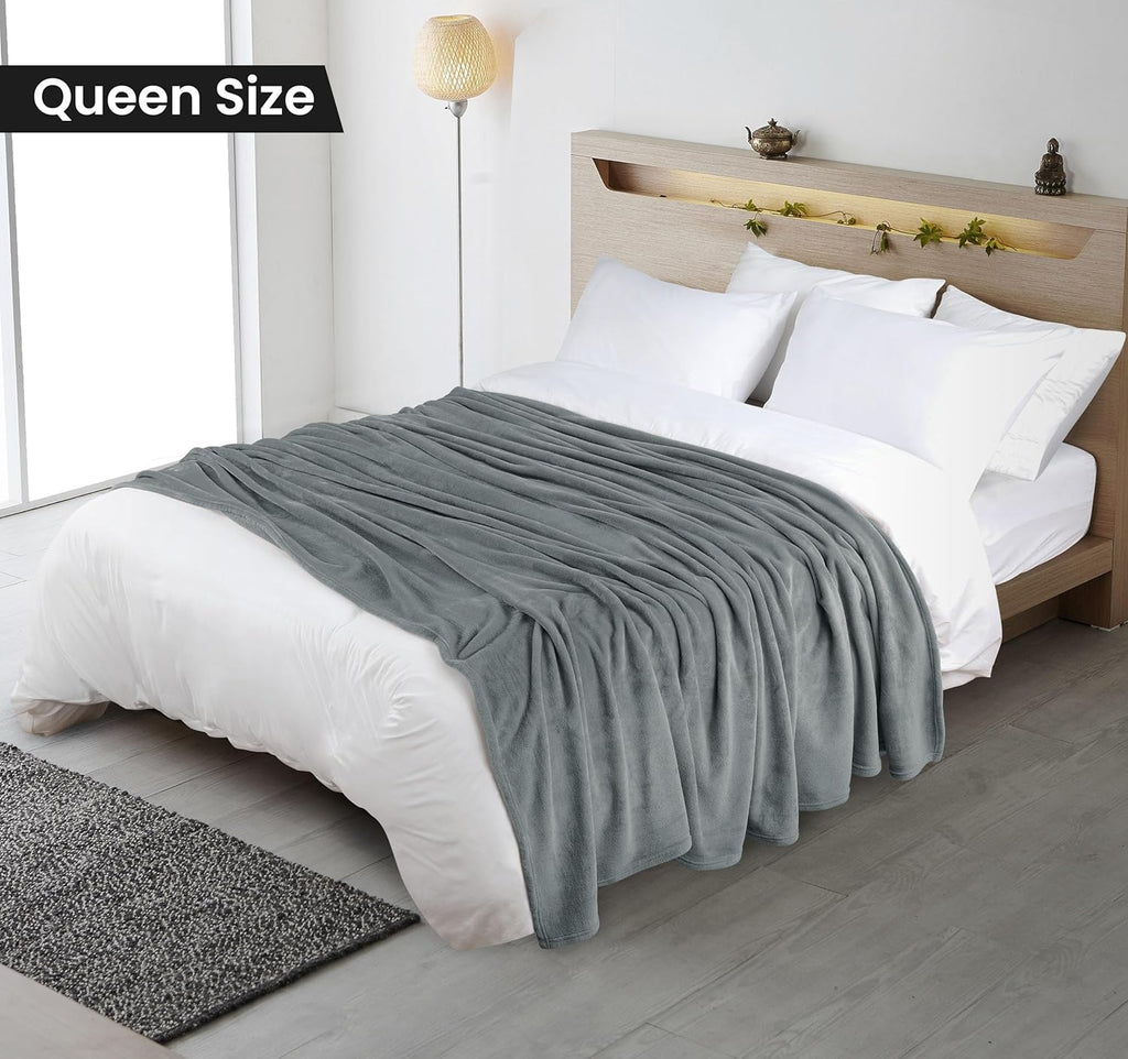 Utopia Bedding Cool Grey Fleece Blanket - Soft Anti-Static Microfiber | Queen Size (90x90 Inch)