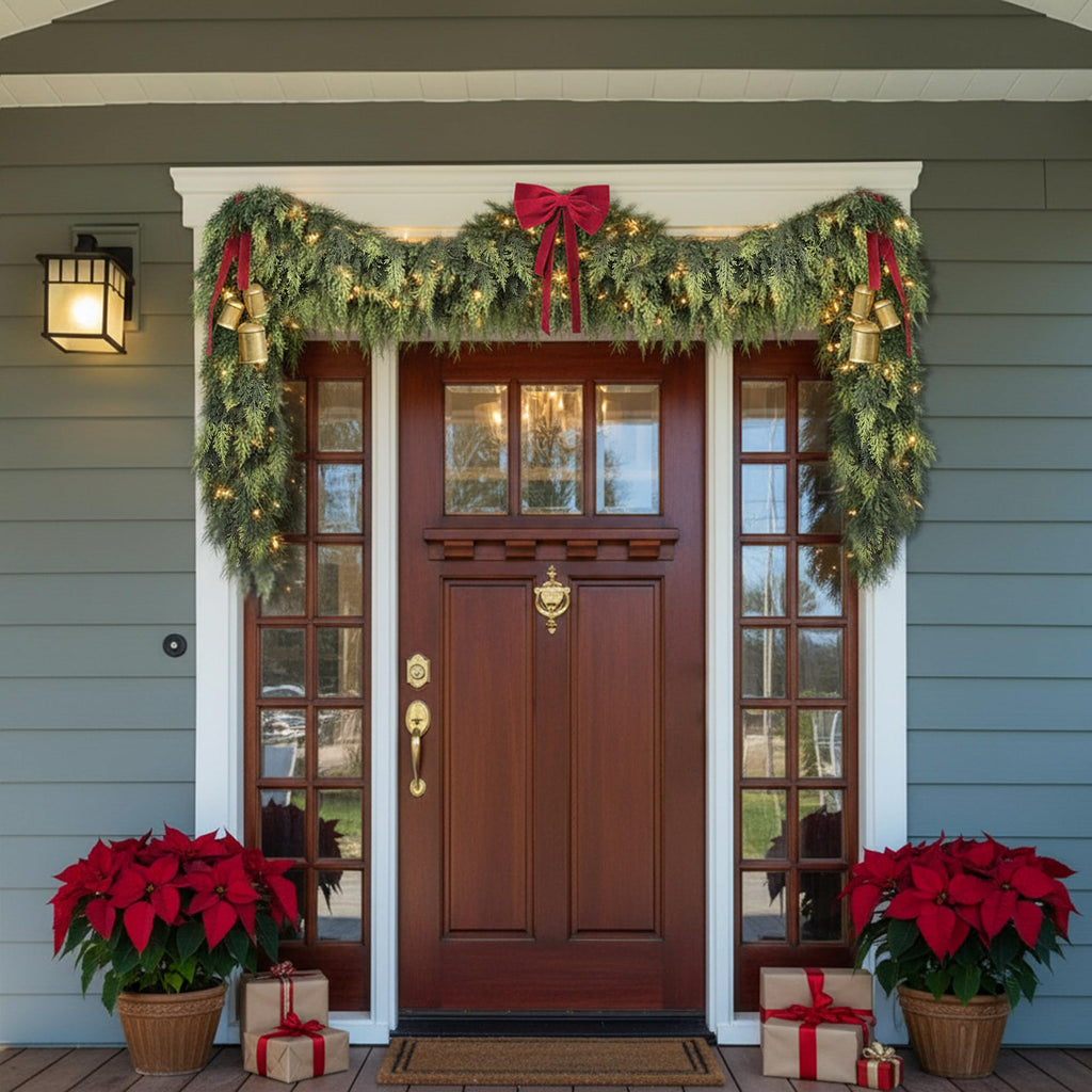 F.ZEGAO 6FT Christmas Cedar Garland Thick & Lush, Real Touch Faux Greenery Christmas Garland for Mantle, Fireplace, Porch, Outdoor & Indoor Holiday Decorations, Not Include Light String (1 Pcs)